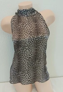 Generation Love New York Leopardenmuster 100 % Seide Bluse Krawatte Tanktop Small S - Bild 1 von 7