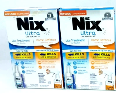 LOTE de 2 quilates Kit de eliminación de piojos Nix Ultra mata súper piojos y huevos spray 3,4 oz caducidad 8/25 Foto 1 de 4