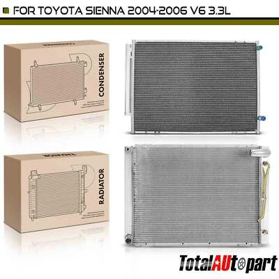 New Aluminum Radiator & A/C Condenser for Toyota Sienna 2004 2005 2006 V6 3.3L - Image 1 of 4