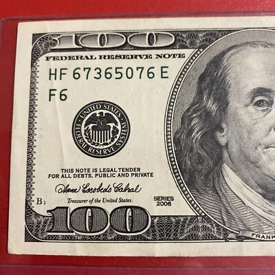 $100 Dollar Bill Note Series 2006 - Image 1 of 3