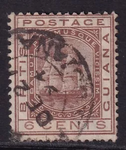 BRITISH GUIANA QV SG129, 6c brown, FINE USED. Cat £13. - Picture 1 of 2