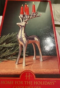 Deer Silver Tone Candle Holder 11” Home for the Holidays 1999 New in Box $34 - Picture 1 of 10