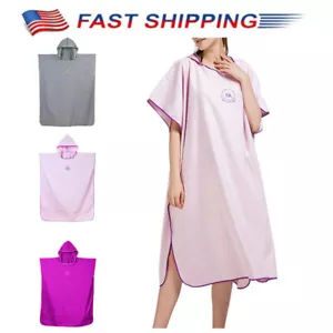 Adult Sand Free Hooded Beach Towel Poncho Bath Swim Pool Quick Dry Changing Robe - Picture 1 of 29
