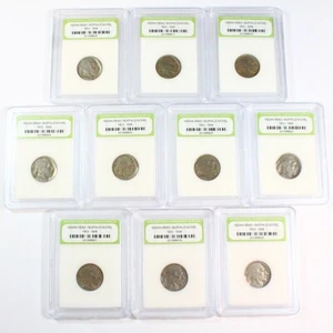 Group Lot of 10 Slabbed U.S. Buffalo Nickels - Picture 1 of 3