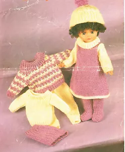 Dolls clothes knitting pattern for 16"-18"- 20" doll.Laminated copy. (V Doll 74) - Picture 1 of 1