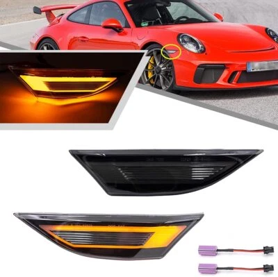 Luces LED laterales ahumadas para Porsche 911 991 Carrera 981 Cayman Boxster 718 Foto 1 de 4