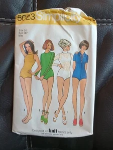 1972 SIMPLICITY #5023 - LADIES RETRO (4 STYLE) KNIT BODYSUIT PATTERN Size 14 - Picture 1 of 4