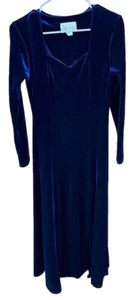 Vestido Expose Azul Marino Terciopelo M Mujer Manga Larga Pullover Cuello Corazón Elastizado - Imagen 1 de 7