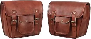 Handmade Genuine Leather Handle bar Saddle Bag Utility Big Deal - Picture 1 of 5