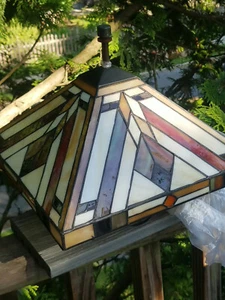 CEILING MOUNT STAINED GLASS LIGHT FIXTURE 12" X 12" X 9.5" - Picture 1 of 24