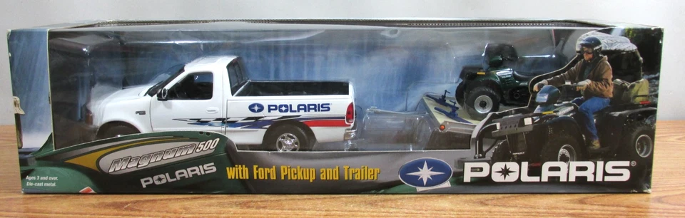 ERTL FORD PICKUP AND TRAILER WITH POLARIS MAGNUM 500 VEHICLE 1/18 YEAR 2000 - Image 1 of 4
