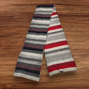 GAP gestreifter Lammwollschal grau rot schwarz warm Winter Strick weich kuschelig - Bild 1 von 7