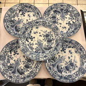 5 IMARI GARDEN Blue White Floral Pattern China 10 3/4" Round Dinner Plates 8801 - Picture 1 of 14