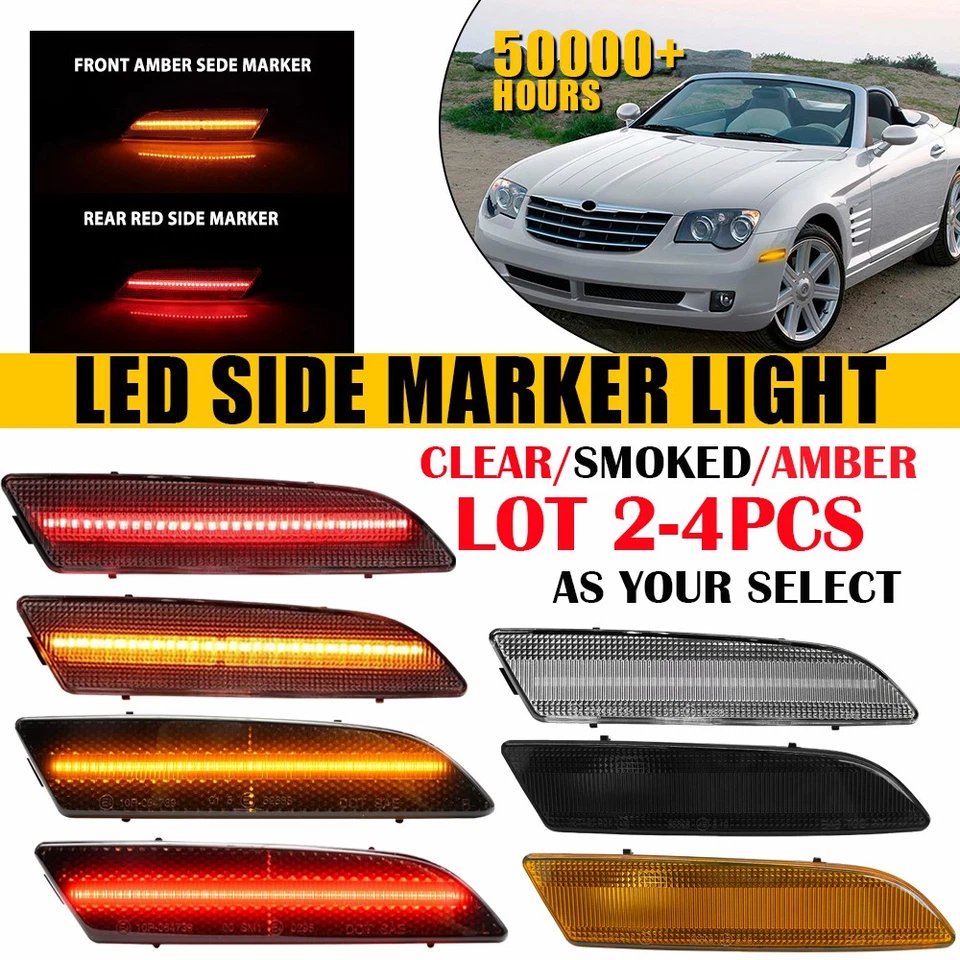 Luz de señalización lateral del parachoques delantero trasero transparente contra humo para Chrysler Crossfire 2004-2008 Foto 1 de 1