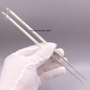 Feinsilber 999 Feinsilber Gesundheit Essstäbchen Besteck Drache Phönix Griff - Bild 1 von 8