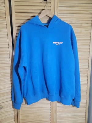 Women's White Fox Preloved Hoodie In Blue Size L/XL Oversized - Image 1 of 4