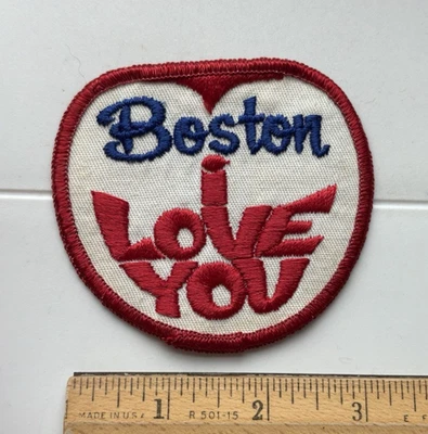 Boston I Love You Red White Blue Embroidered Sew-on Patch Badge - Image 1 of 3