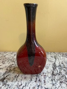 Vintage Mid Century Modern Tropfglasur Keramik Knospen Vase braun rot Bio modern - Bild 1 von 7