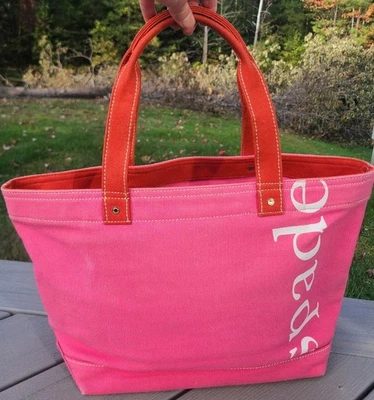 Bolso de hombro vintage Kate Spade New York rosa rojo de lona Foto 1 de 4