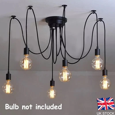 6 Lights Spider Pendant Light Industrial Hanging Ceiling Multiple Pendant E27 UK - Image 1 of 4