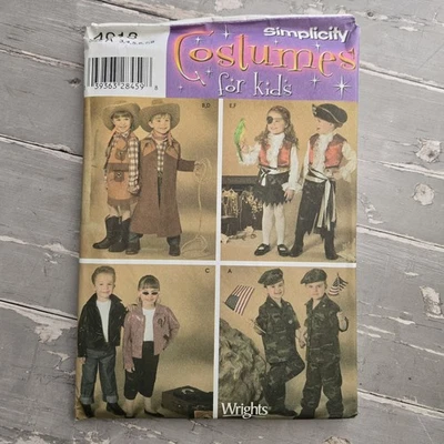 Simplicity 3997 Kids Halloween Costume Pattern Military Pirate Cowboy Sz 3-8 Unc - Image 1 of 3