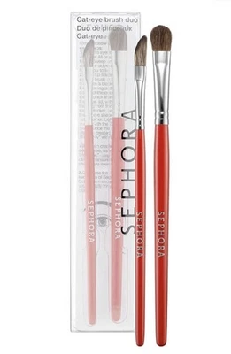 SEPHORA COLLECTION Juego de dúo de pinceles para ojos de gato - Cepillo delineador de ojos y cepillo de sombra de ojos Nuevo en caja Foto 1 de 4