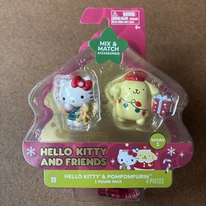 Hello Kitty 2-Figure Pack Hello Kitty & Pompompurin Christmas Series 1-SANRIO - Picture 1 of 13