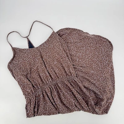 Sujetador de Estante PrAna Quinn Vestido Marrón Azul Estampado de Motas Incorporado Talla M Foto 1 de 4