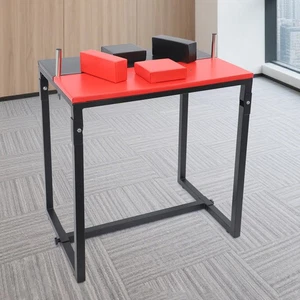 Foldable Arm Wrestling Table, w/ Elbow+Forearm Pads, Bar Game Table, Black+Red - Picture 1 of 17