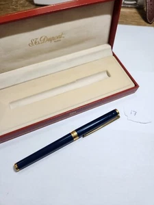 ST Dupont Laque De Chine fountain Pen Blue & Gold #17 - Picture 1 of 3