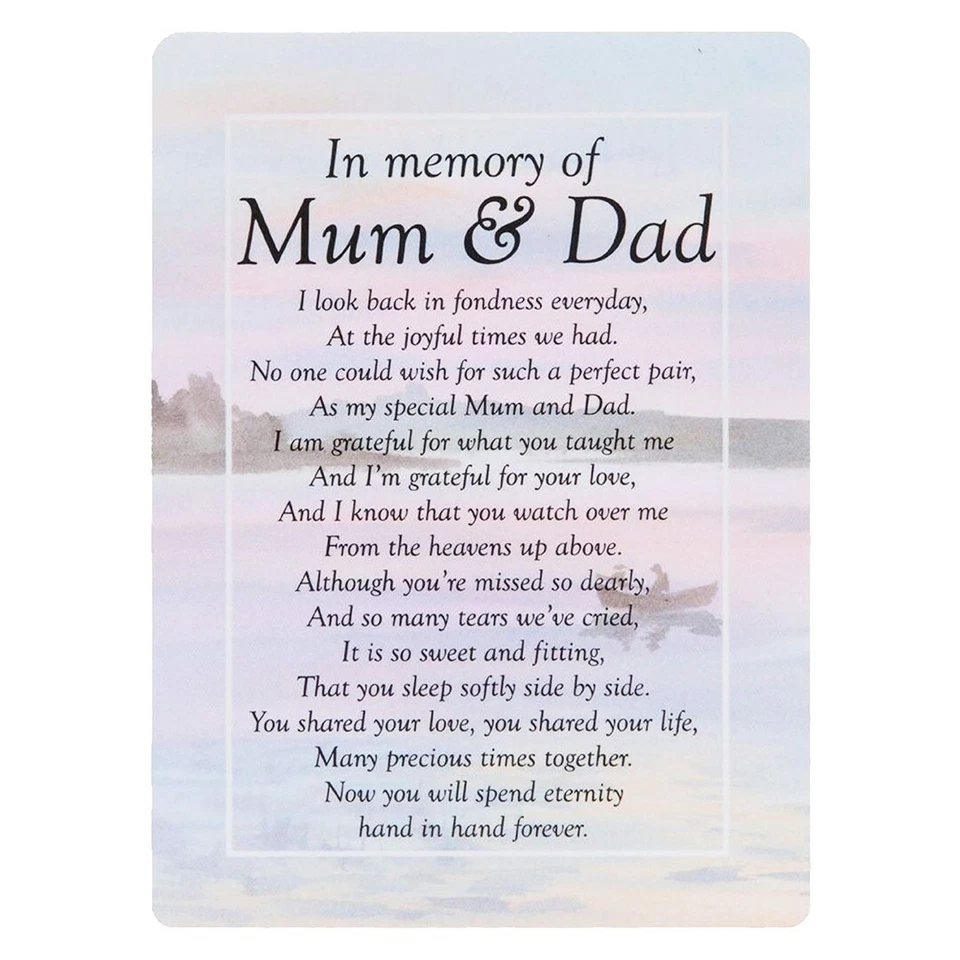 Mum and Dad Sea Memorial Remembrance Verse Plastic Coated Grave Graveside Card - Image 1 of 1