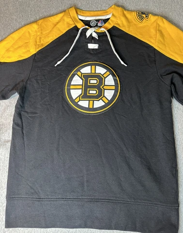 Boston Bruins Men’s Hoodie Sweatshirt NHL Small Face Time Hockey Black Yellow Cover