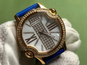 Reloj para mujer Pierre Cardin esfera cristal/cáscara correa de cuero azul 3 atm cuarzo - Imagen 1 de 17