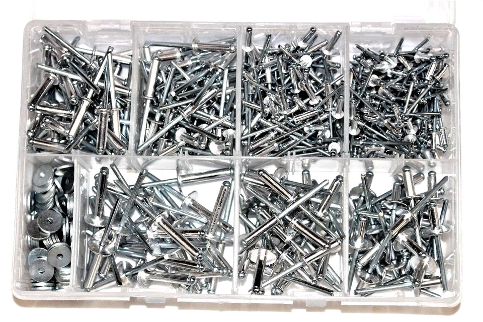 STERLING Assorted Box of 475 Assorted Pop Rivets & Washers Popular Workshop AT94