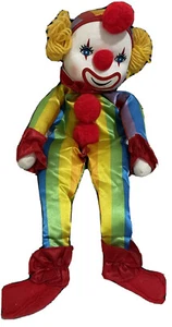 Vintage 1980's Dolmax Wind Up Musical Clown Doll Rainbow Stripes Small World - Picture 1 of 6