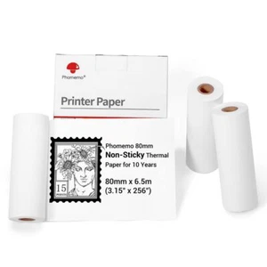 80 mm de papier thermique blanc non adhésif pour imprimante M03/M03AS/M04S/M0... - Photo 1/7