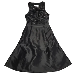 Coast Black Satin Sequined A-Line Party Formal Dress Women's UK M 10 H834 - Picture 1 of 8