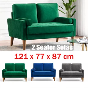 2 Sitzer Velvet Sofa mit 2 Kissen Modern Couch Love Seat Settee Loungesofa 121M - Bild 1 von 52