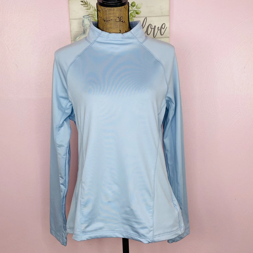 Sudadera pulóver de nailon con cuello falso Jockey para mujer grande azul manga larga Foto 1 de 4