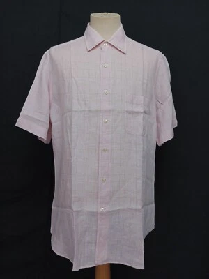 Camisa Mastai Ferretti Rosa Cuadros Lino Hecha en Italia Para Hombre Manga Corta 16.5 L Foto 1 de 4