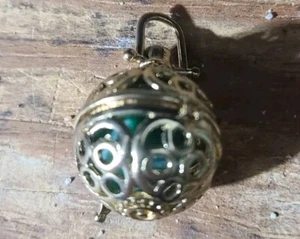 Emerald Ball Pendant W/ Brass Necklace - Picture 1 of 2
