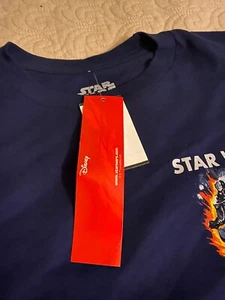Disney Star Wars Long Slevee Shirth Sz Small 100% Cotton Navy Blue Color With Gr - Picture 1 of 6