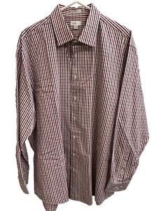 Camisa de vestir Nordstrom Rack para hombre a cuadros roja blanca azul manga larga talla XL 17,5 - Imagen 1 de 7