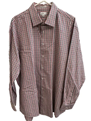 Camisa de vestir Nordstrom Rack para hombre a cuadros roja blanca azul manga larga talla XL 17,5 Foto 1 de 4