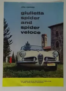1960 Alfa Romeo Giulietta, Spider & Veloce 6-Page Sales Brochure #E-61 - Picture 1 of 6