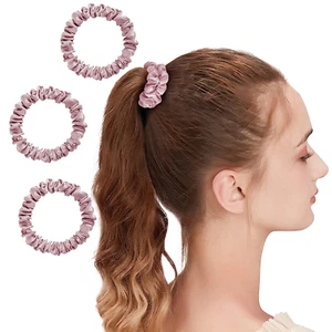 OLESILK 3Er-Set 100% Seide Haargummis Kleine Scrunchies Haarschmuck Zopfgummi - Bild 1 von 12