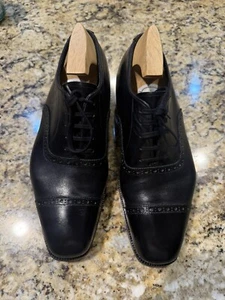 George Cleverley Bespoke Black Cap Toe Shoes 5.5E - Picture 1 of 15