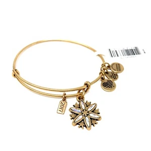 Alex And Ani Gold Snowflake Gold Crystal Charm Bangle Bracelet 2017 w/ Gift Box - Picture 1 of 4