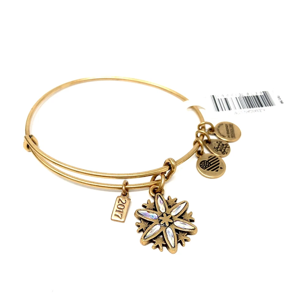 Alex and Ani Snowflake Bangle Bracelet Black Friday 2017 Rafaelian Gold Nwtbc