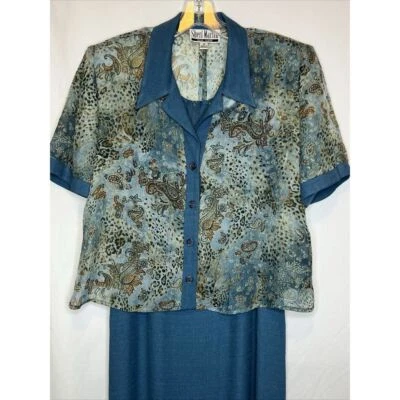 Vestido/chaqueta transparente vintage para mujer talla 12 Sheri Martin New York 2 piezas sin mangas Foto 1 de 4